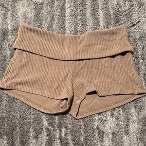 Lucy in the Sky High Waist Ribbed Brown Shorts